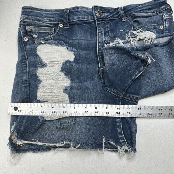 American Eagle Shorts Women 14 Hi Rise Shortie Next Level Blue Jean Denim Grunge - Picture 6 of 10